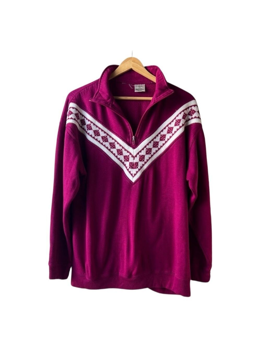R&R Sport Vintage Raspberry Pullover with Nordic Pattern Size 14